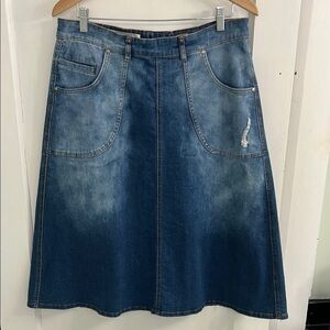 EUC Anthropologie Denim A-Line Skirt (waist size 34, size 14/16)